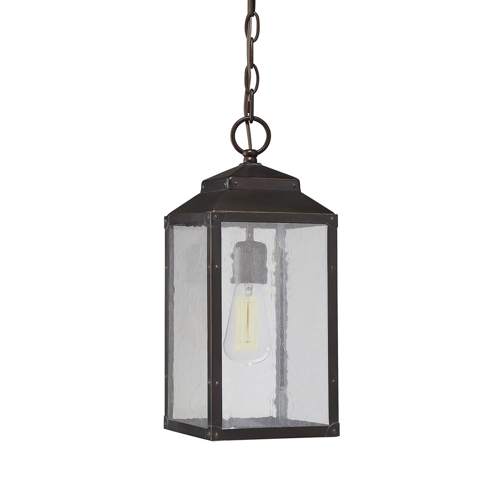 Brennan 1-Light Outdoor Hanging Lantern in English Bronze with Gold