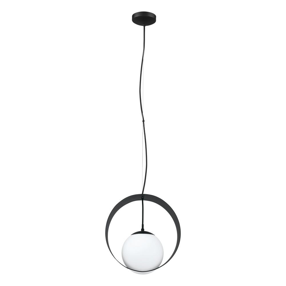 Camargo - Pendant Round Black, Round Glass Shade