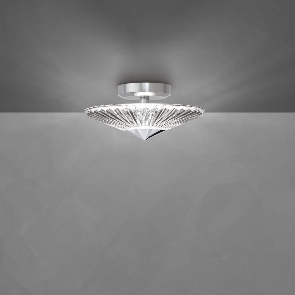 Origami 12in LED 3000K/3500K/4000K 120V-277V Semi-Flush Mount in Polished Chrome with Clear Herita