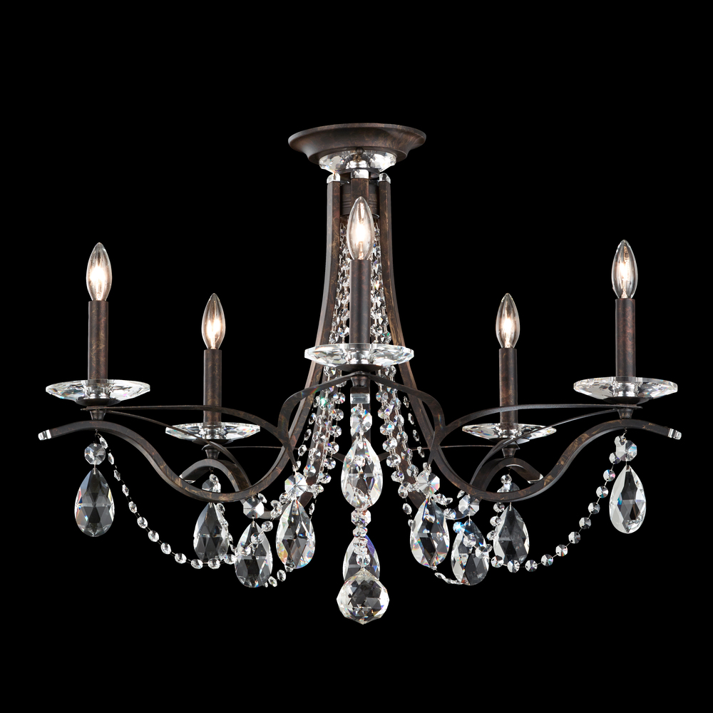 Vesca 5 Light 120V Semi-Flush Mount in Heirloom Gold with Radiance Crystal