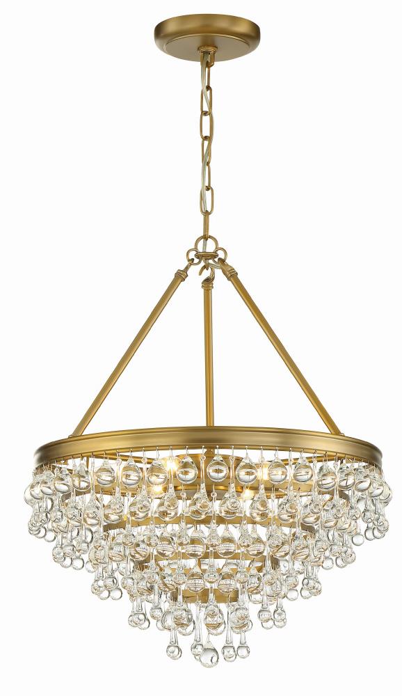 Calypso 6 Light Crystal Teardrop Vibrant Gold Chandelier