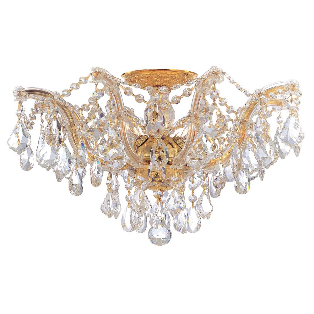 Maria Theresa 5 Light Hand Cut Crystal Gold Semi Flush Mount