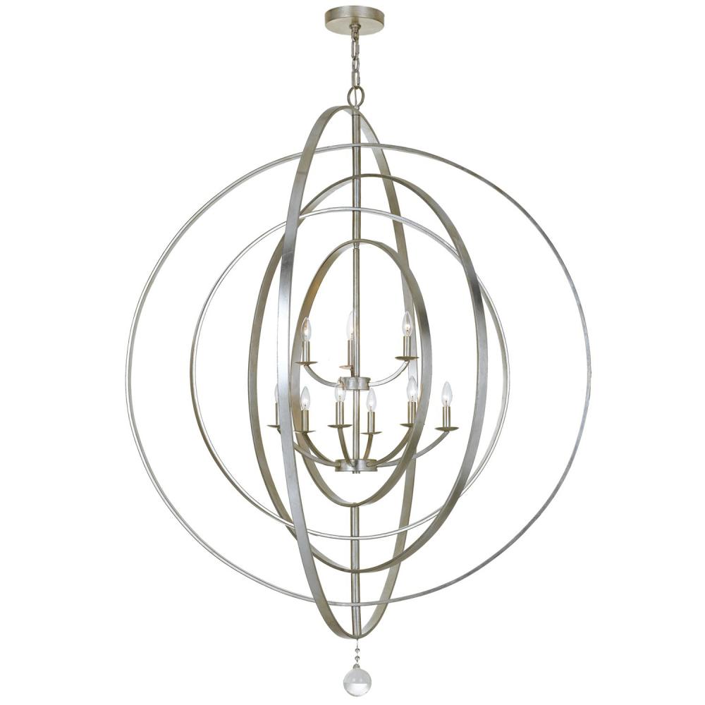 Luna 9 Light Antique Silver Chandelier