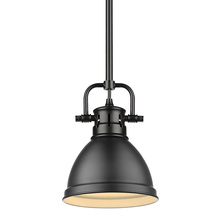 Golden 3604-M1L BLK-BLK - Duncan Mini Pendant with Rod in Matte Black with a Matte Black Shade