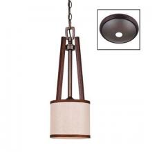 Golden 4090-M1L MW - One Light Mahogany Wood Brushed Sand Shade Drum Shade Mini Pendant