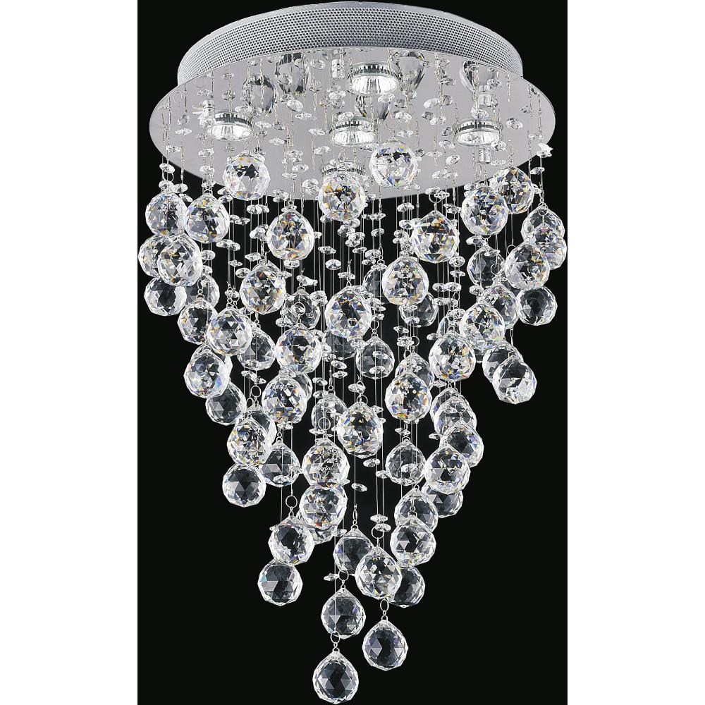 Rain Drop 5 Light Flush Mount With Chrome Finish