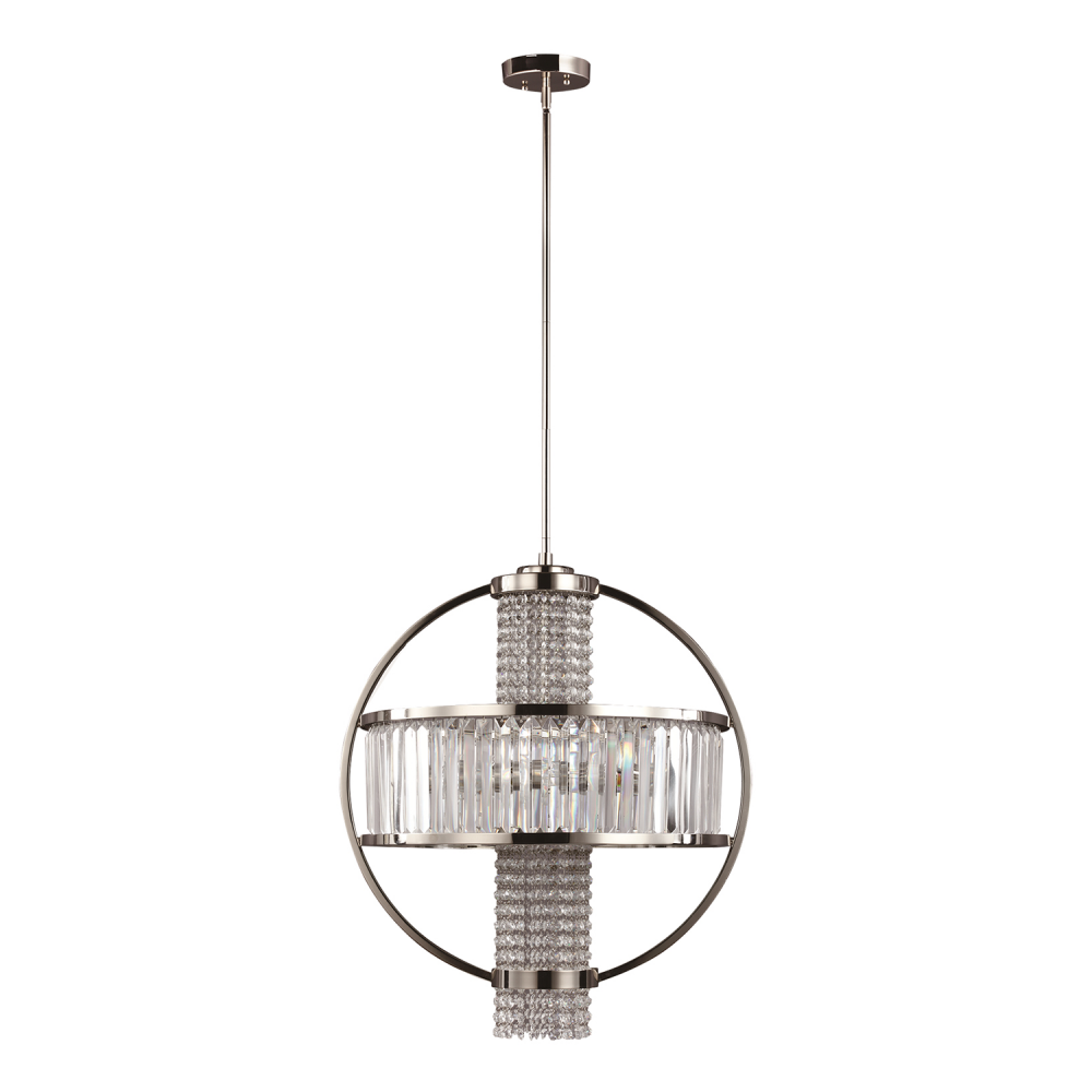 Metropolis 22" 4-Light, Hybrid Crystal Chandelier in Polished Nickel