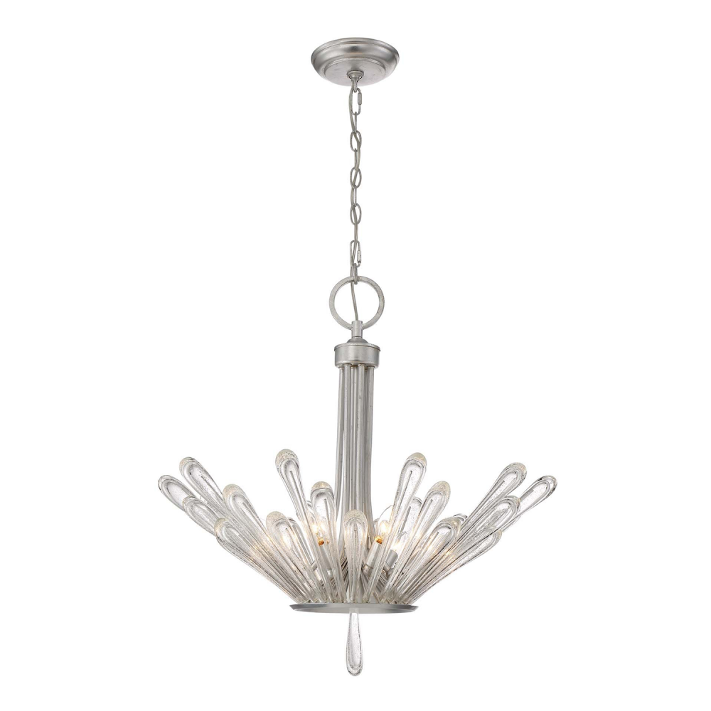Gamma 27" 6-Light, Water Splash Pendant in Silver Leaf