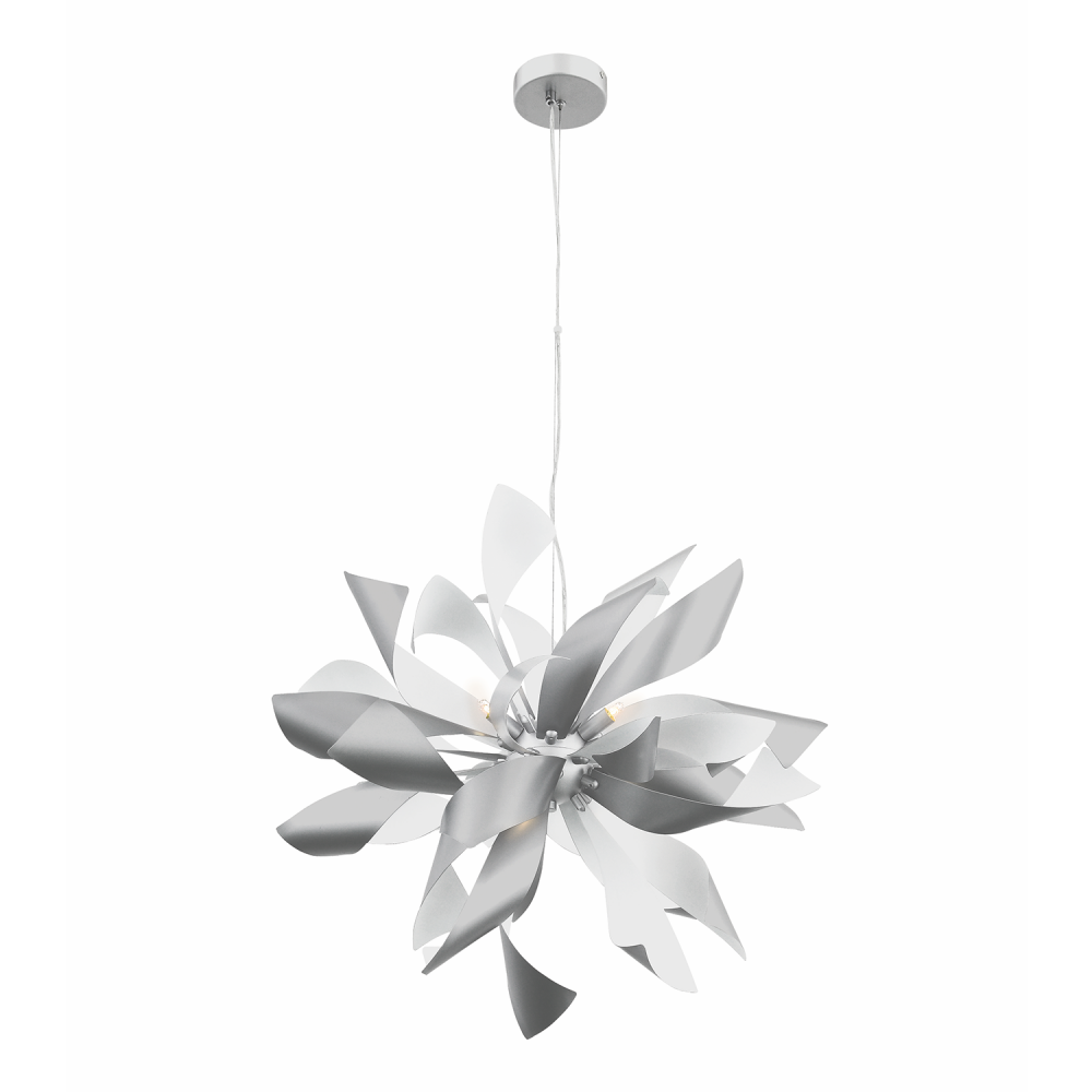 9-Light Decorative Floral Windmill Silver Chandelier