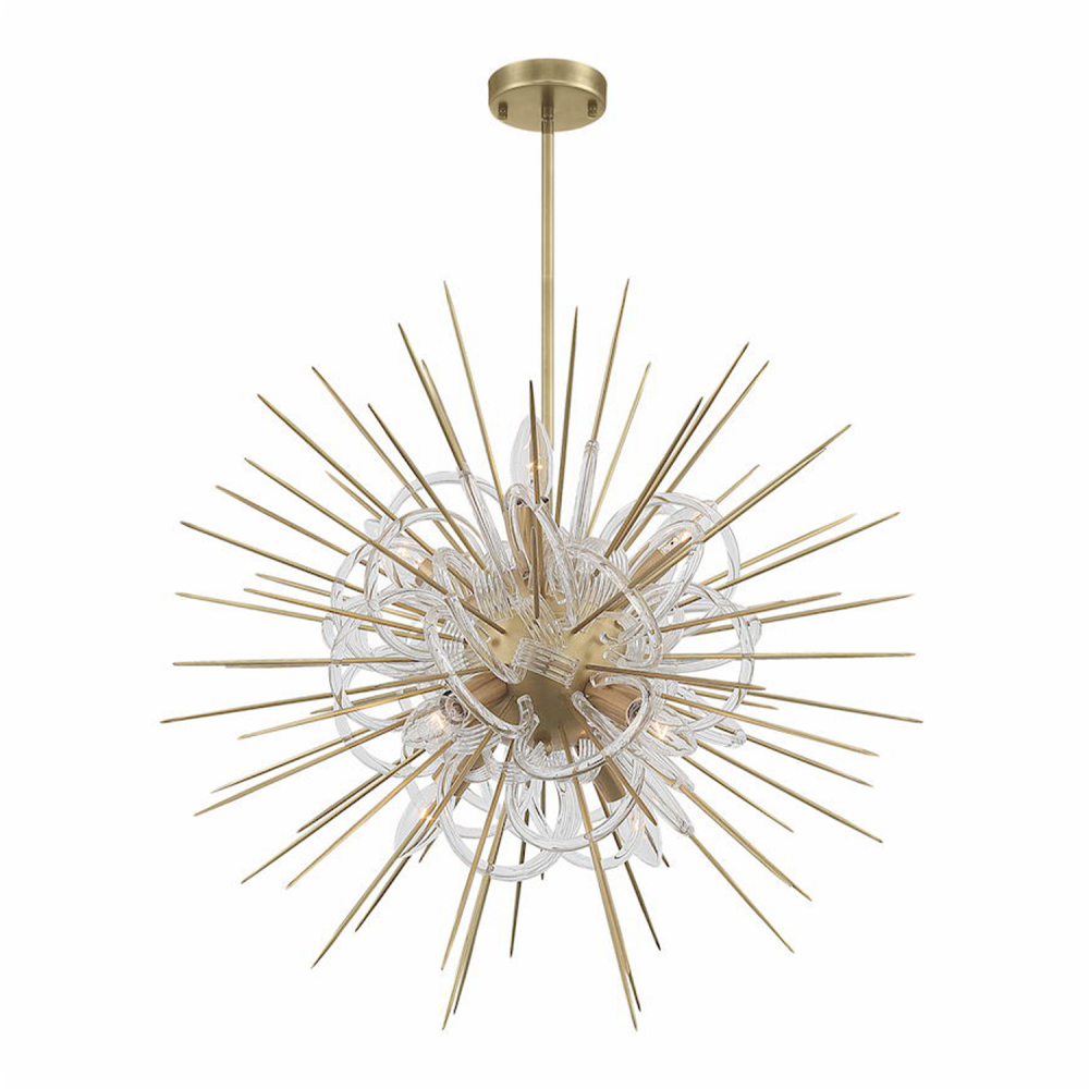 8-Light 24" Decorative Sputnik Aged Brass Chandelier