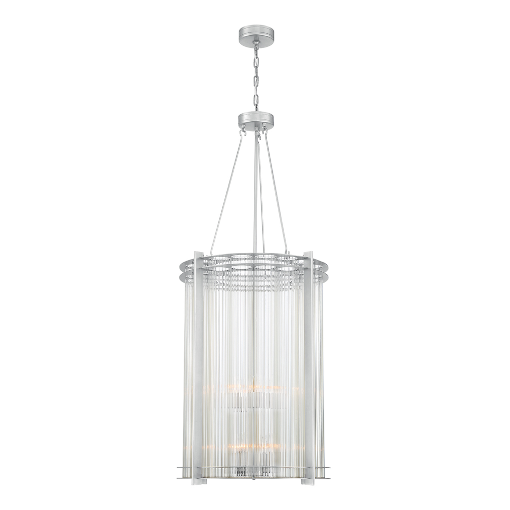 Regis 24" 12-Light, Fluted Glass Foyer Chandelier in Aged Brass