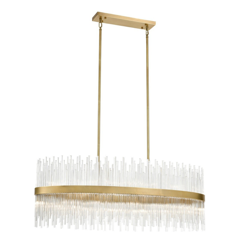 Citadel 48" 24-Light, Oval Glass Stem Chandelier in Aged Brass