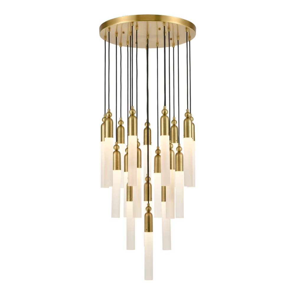 Fusion 25" 19-Light Vertical Multi-Pendant in Aged Brass