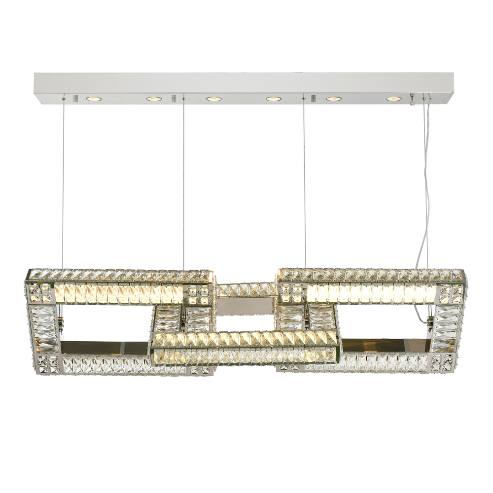 6-Light 52" Rectangular Chain Linked Linear Polished Nickel Chandelier