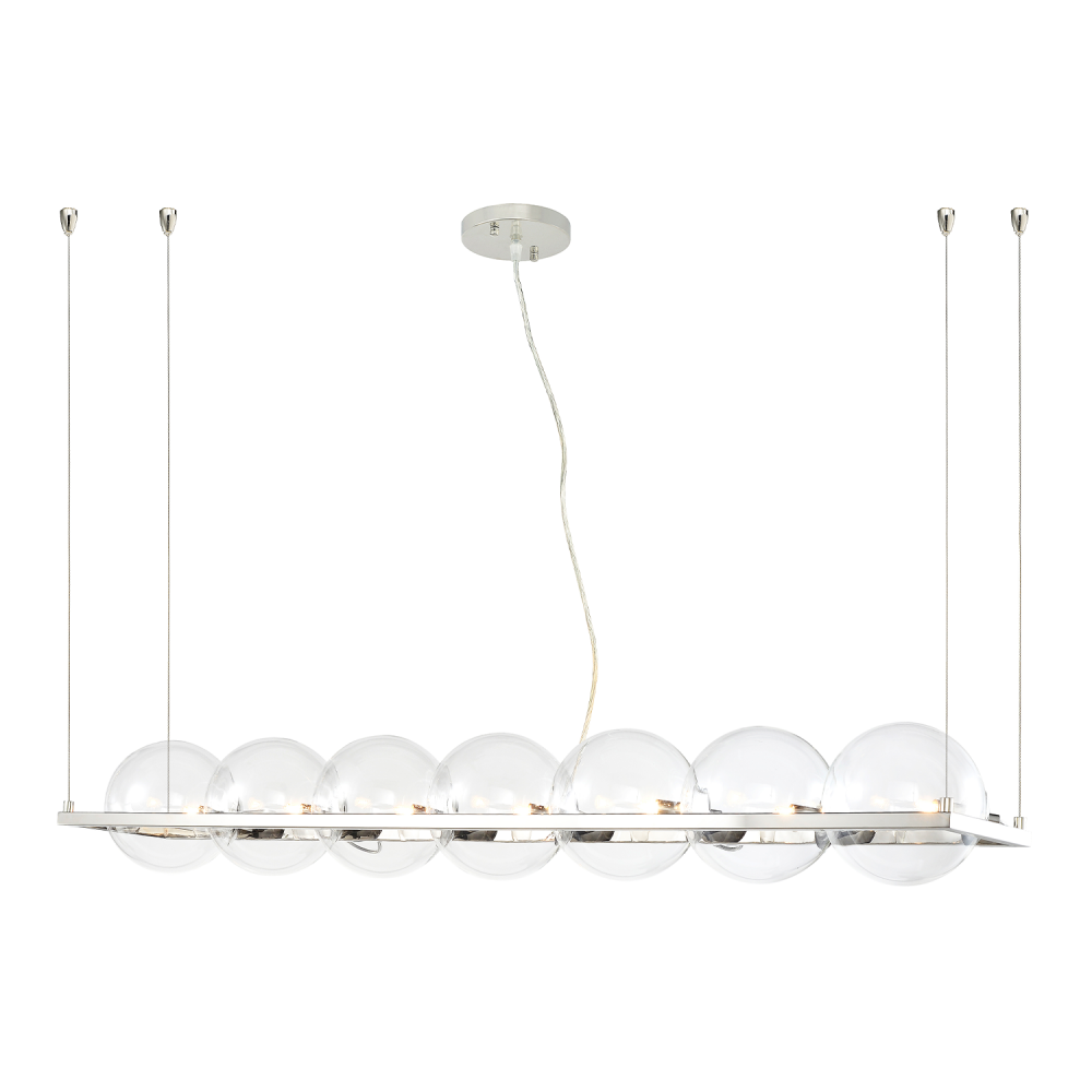 Ensemble 50" 7-Light Glass Globe Linear Pendant in Nickel
