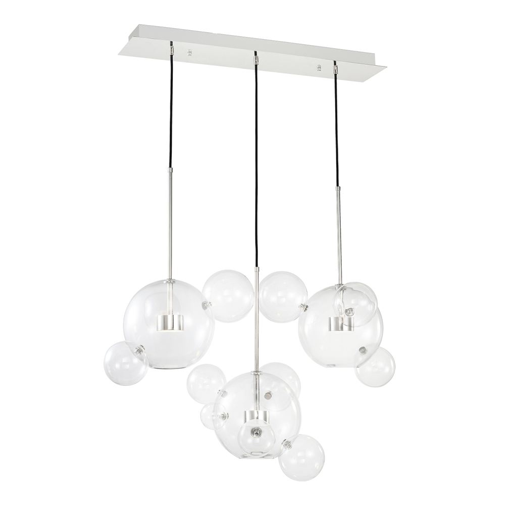 Satellite 45" 6-Light, Glass Multi-Pendant in Polished Nickel