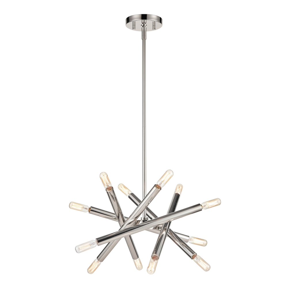 12-Light 14" Adjustable Polished Nickel Sputnik Chandelier