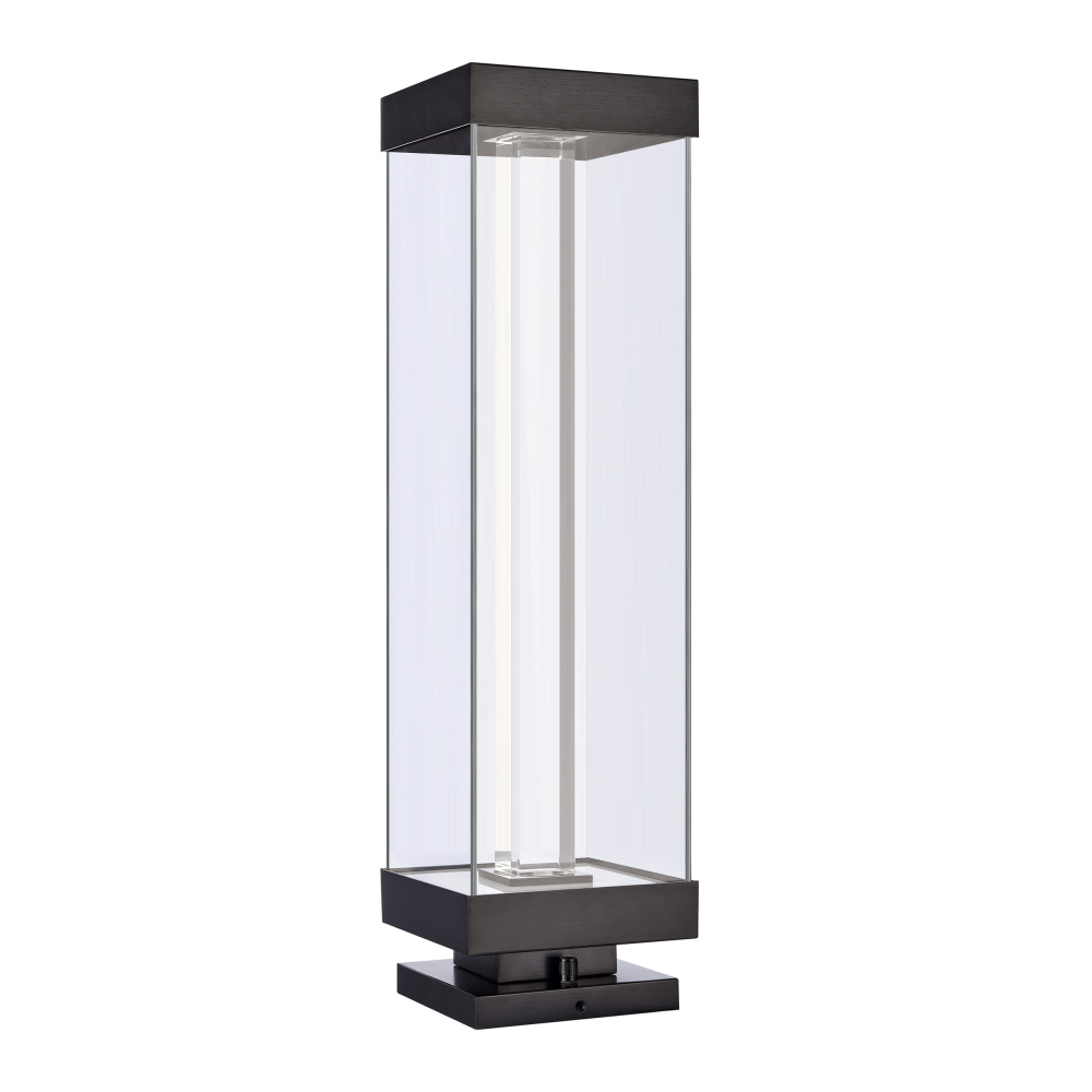 Claro Outdoor LED 35" Square Glass Crystal Bollard in Matte Black