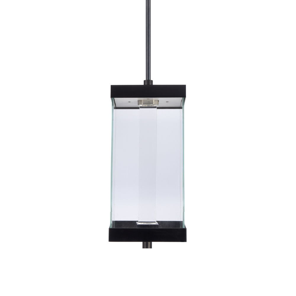 Claro Outdoor LED 12" Square Glass Crystal Pendant in Matte Black