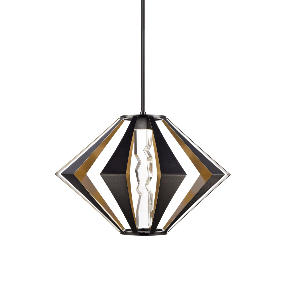 Mamadim 24" LED Architectural Crystal Pendant in Black & Brass