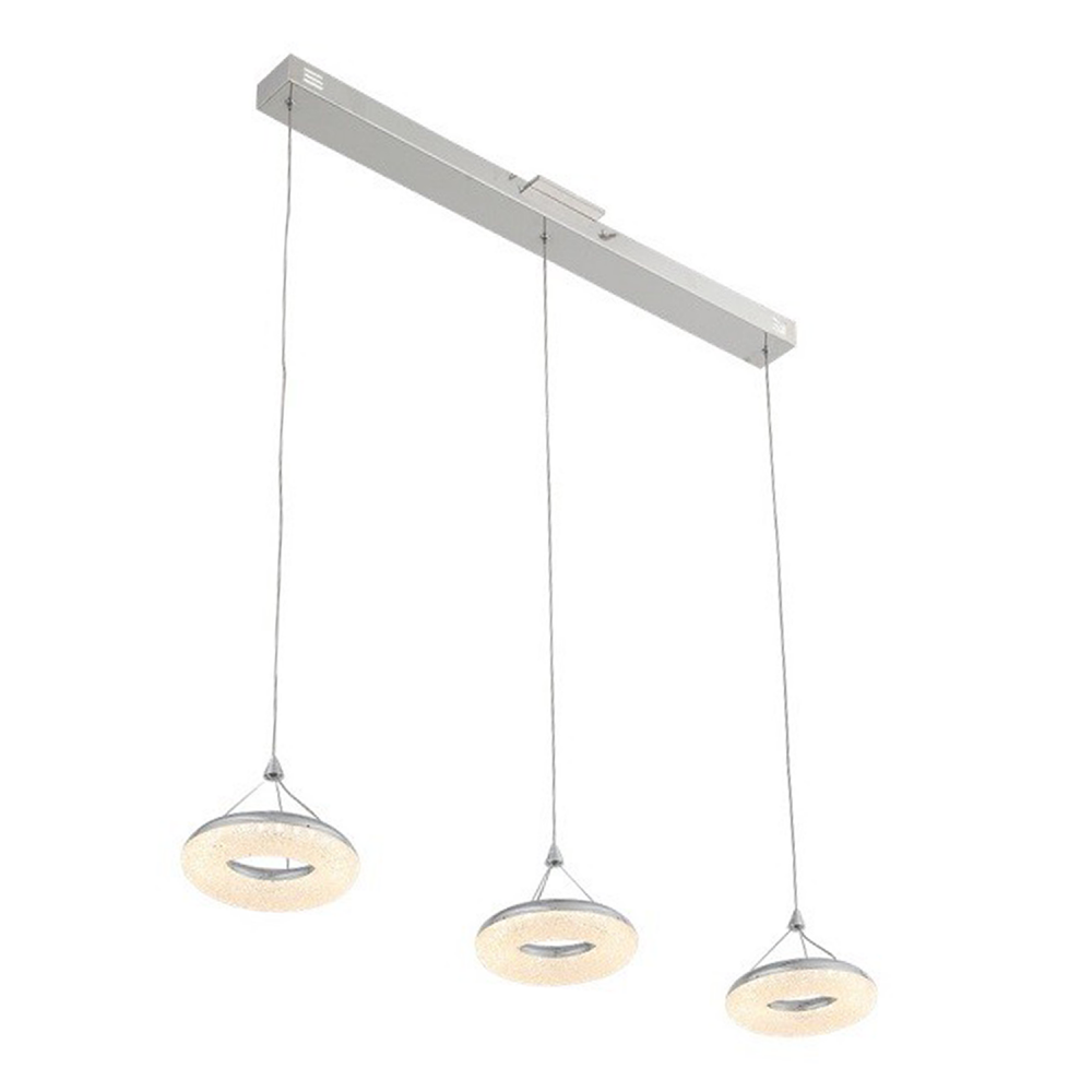 Orbit 36" LED Crushed Crystal Ring Multi-Pendant in Chrome