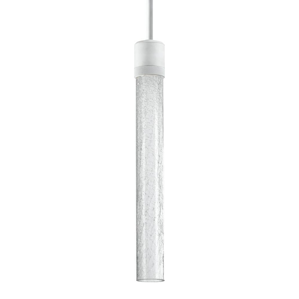 Zigrina 18" Crackled Glass LED Pendant with Knurl Ring Matte White
