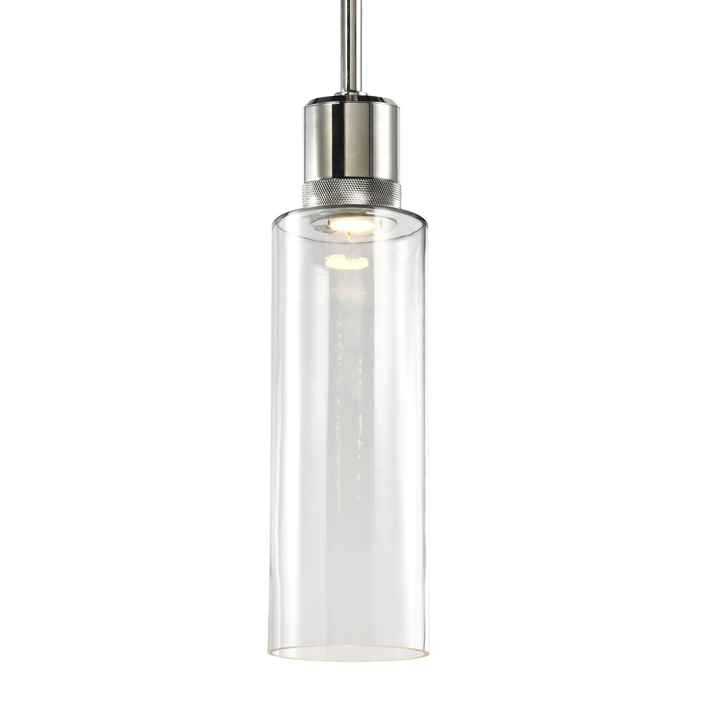 Zigrina 18" Glass Drum LED Pendant with Knurl Ring Polished Nickel