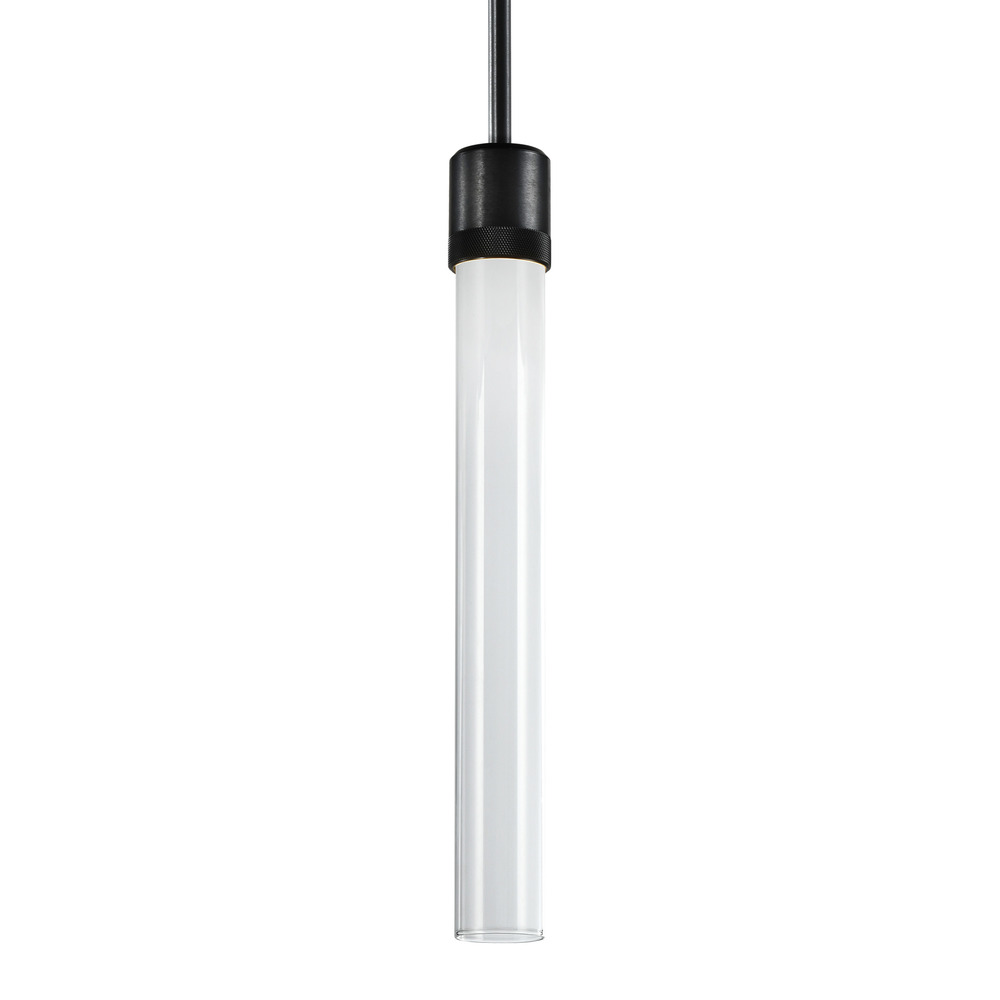 Zigrina 18" Clear Glass LED Pendant with Knurl Ring Black