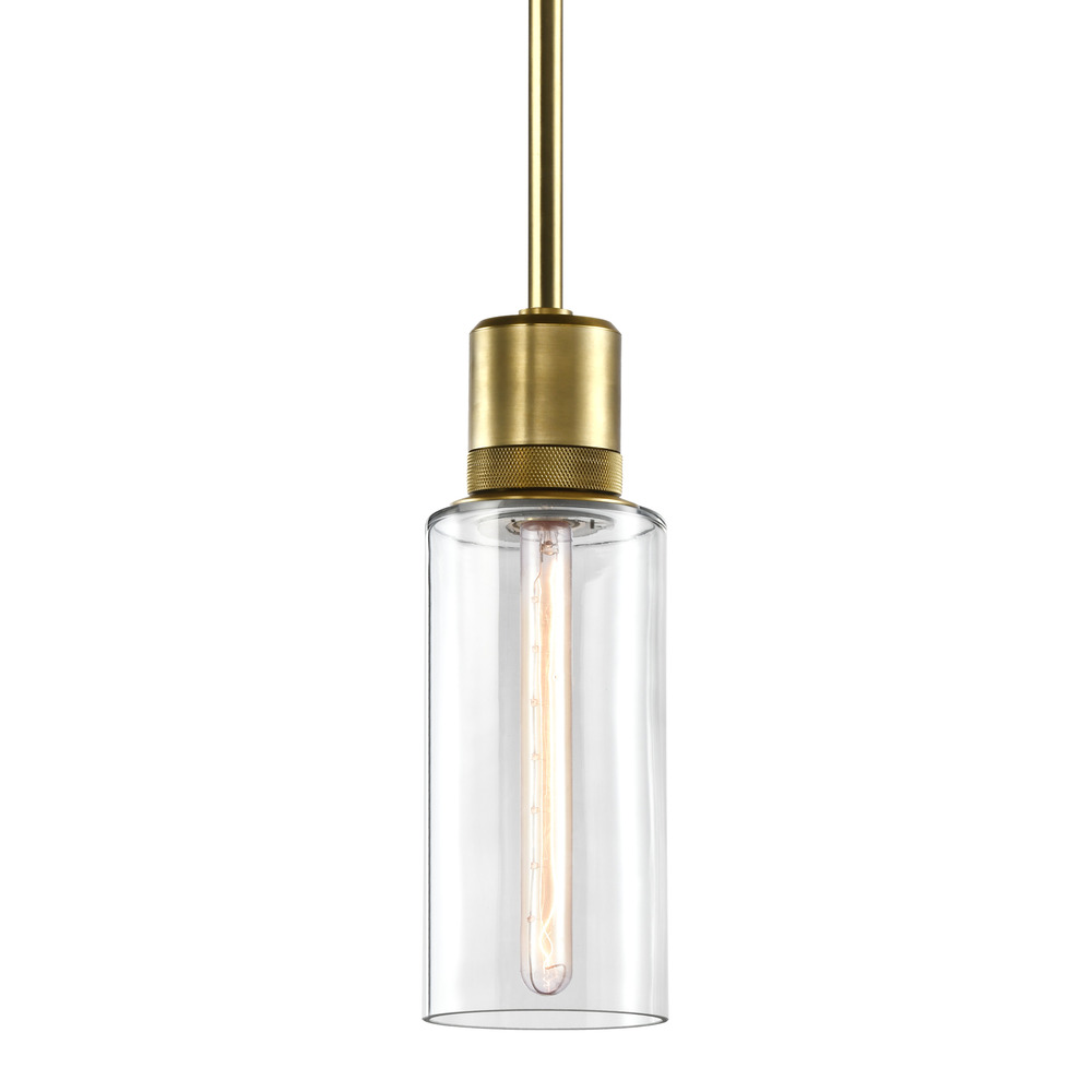 Zigrina 12" Glass Drum E26 Pendant with Knurled Ring Aged Brass
