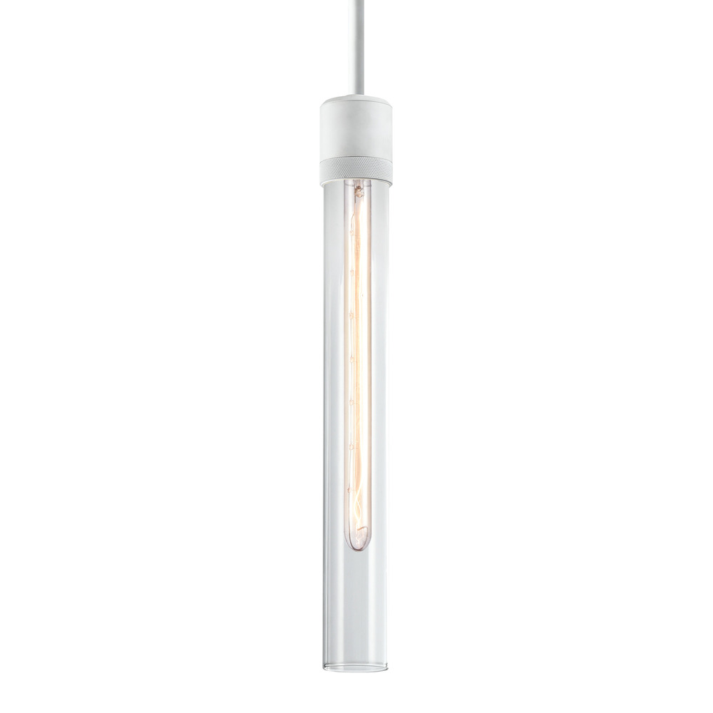 Zigrina 18" Clear Glass E26 Pendant with Knurled Ring Matte White
