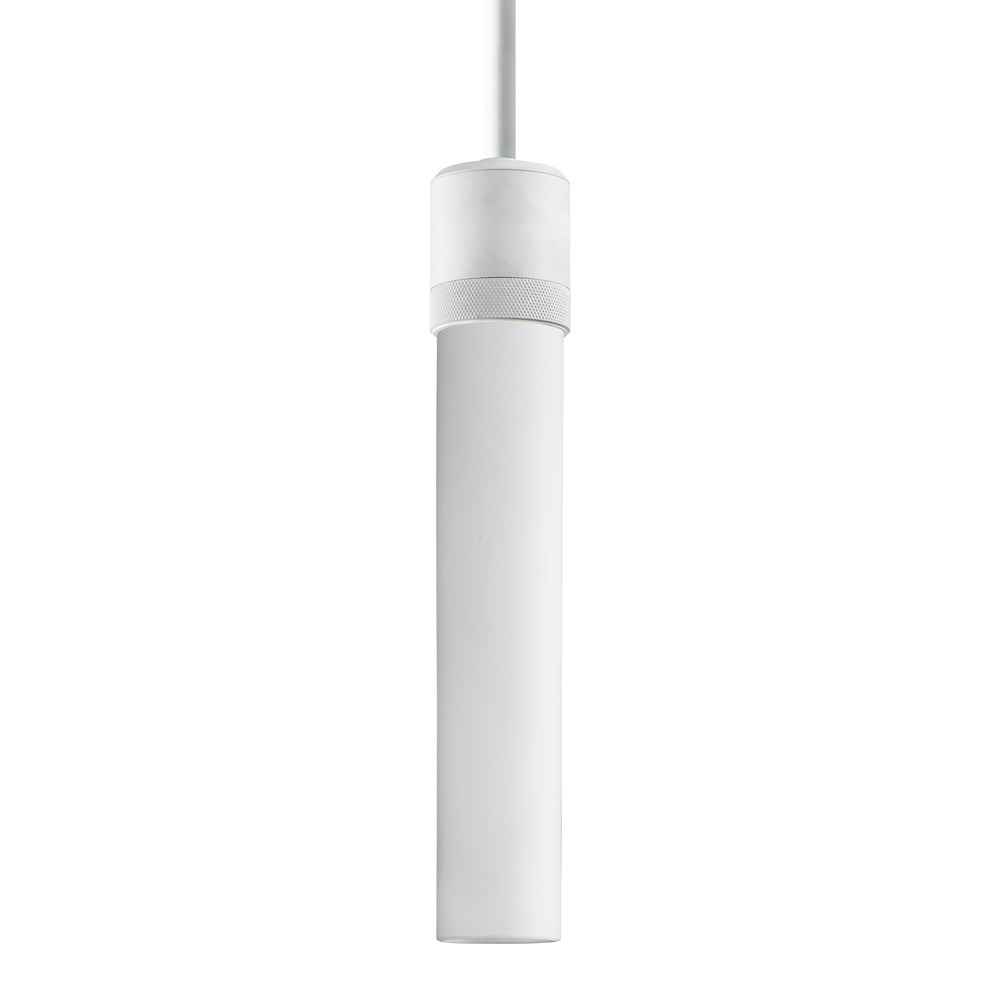 Zigrina 12" White Glass E26 Pendant with Knurled Ring Matte White