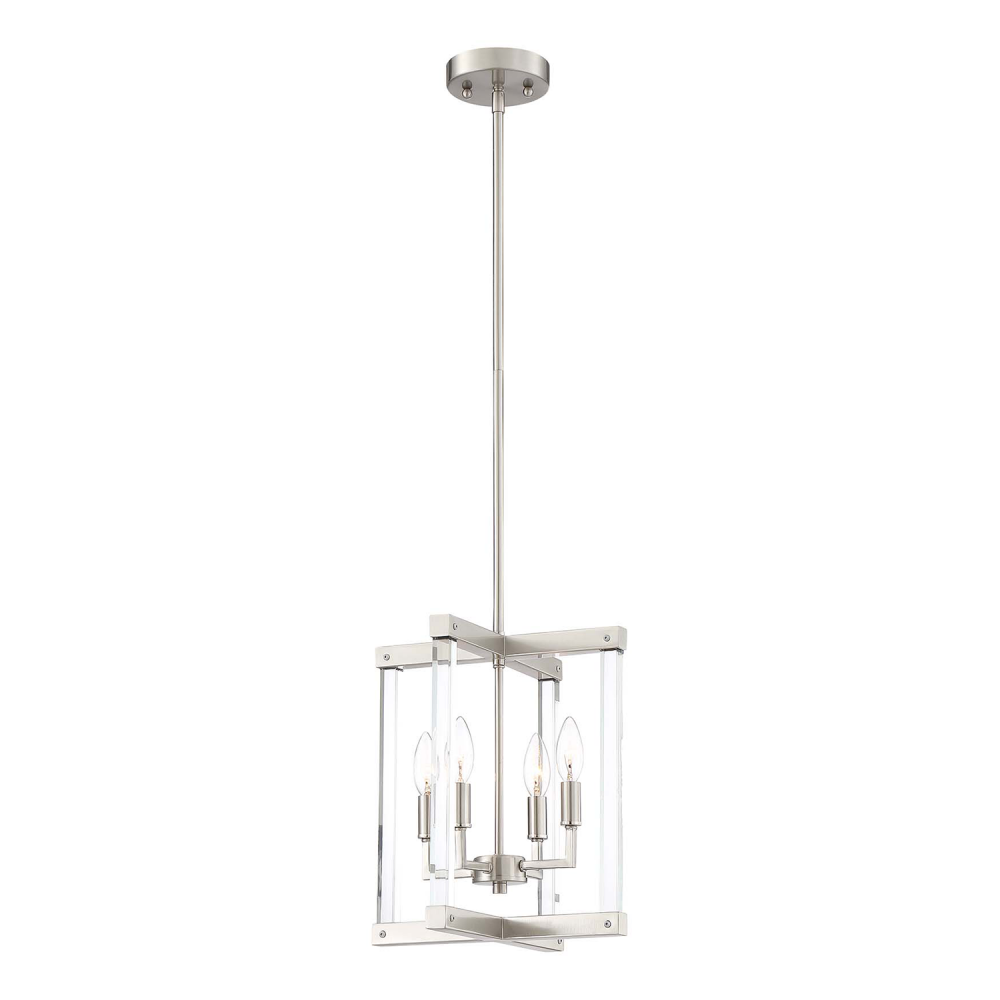 Regent 12" 4-Light, Geometric Pendant in Polished Nickel