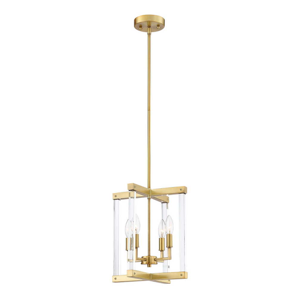 Regent 12" 4-Light, Geometric Pendant in Polished Brass