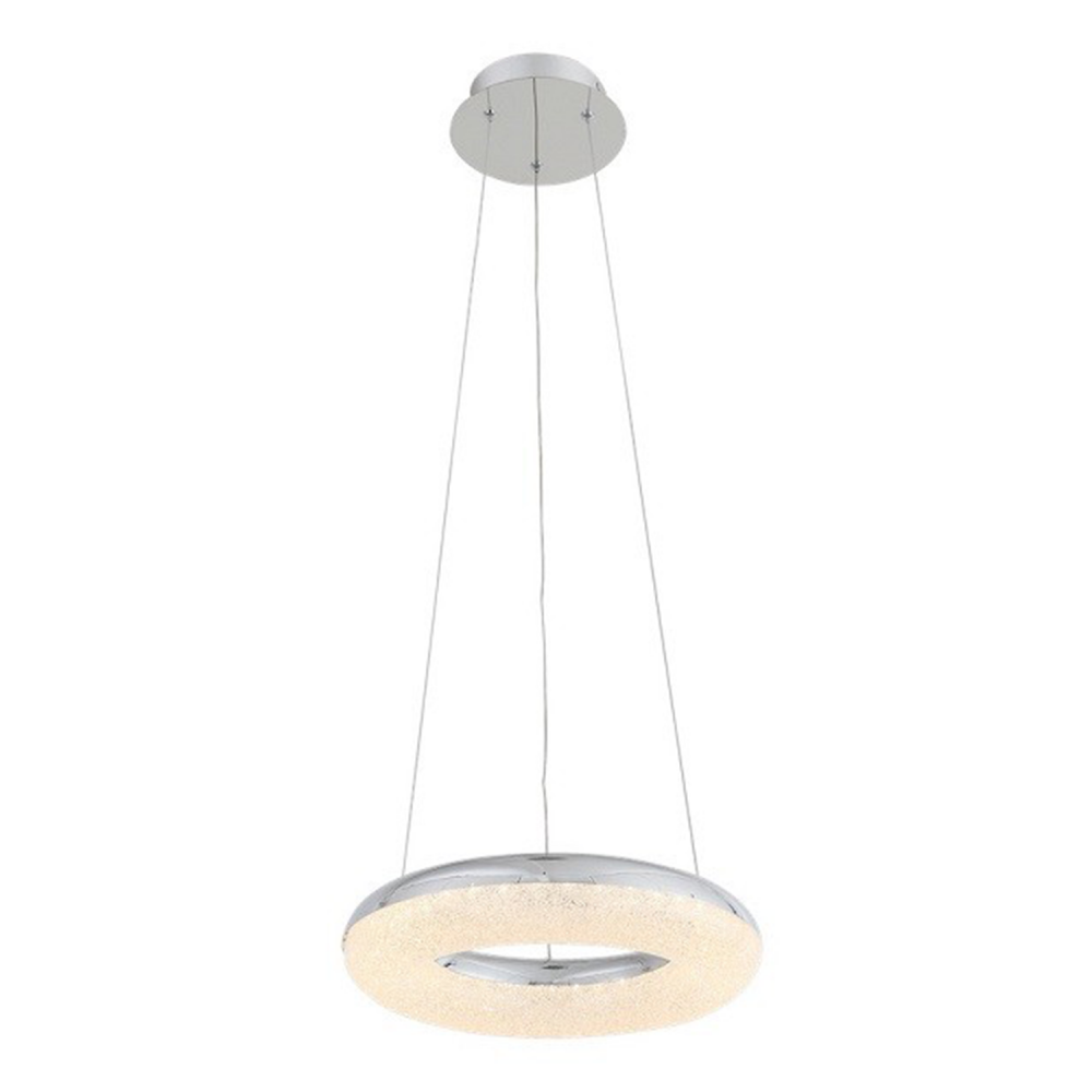 Orbit 16" LED Crushed Crystal Ring Pendant in Chrome