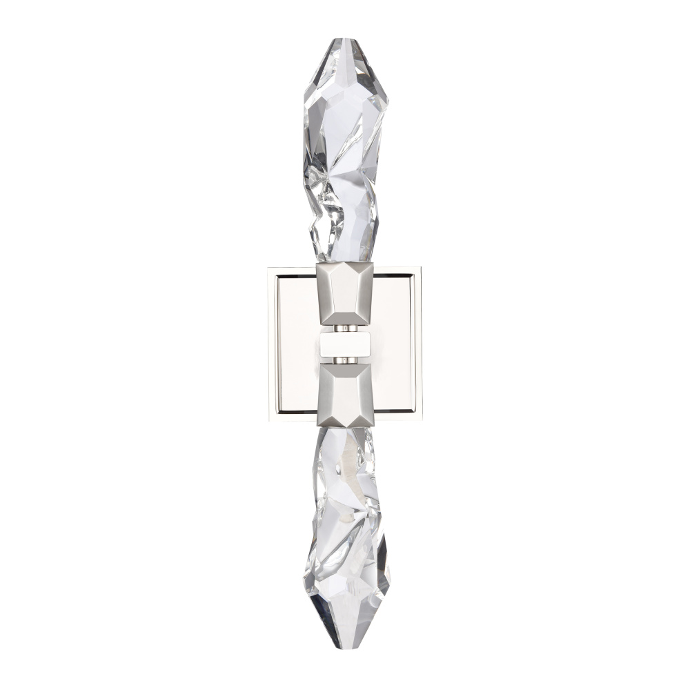 Angelus LED 2-Light, Crystal Duo Wall Sconce in Polished Nickel
