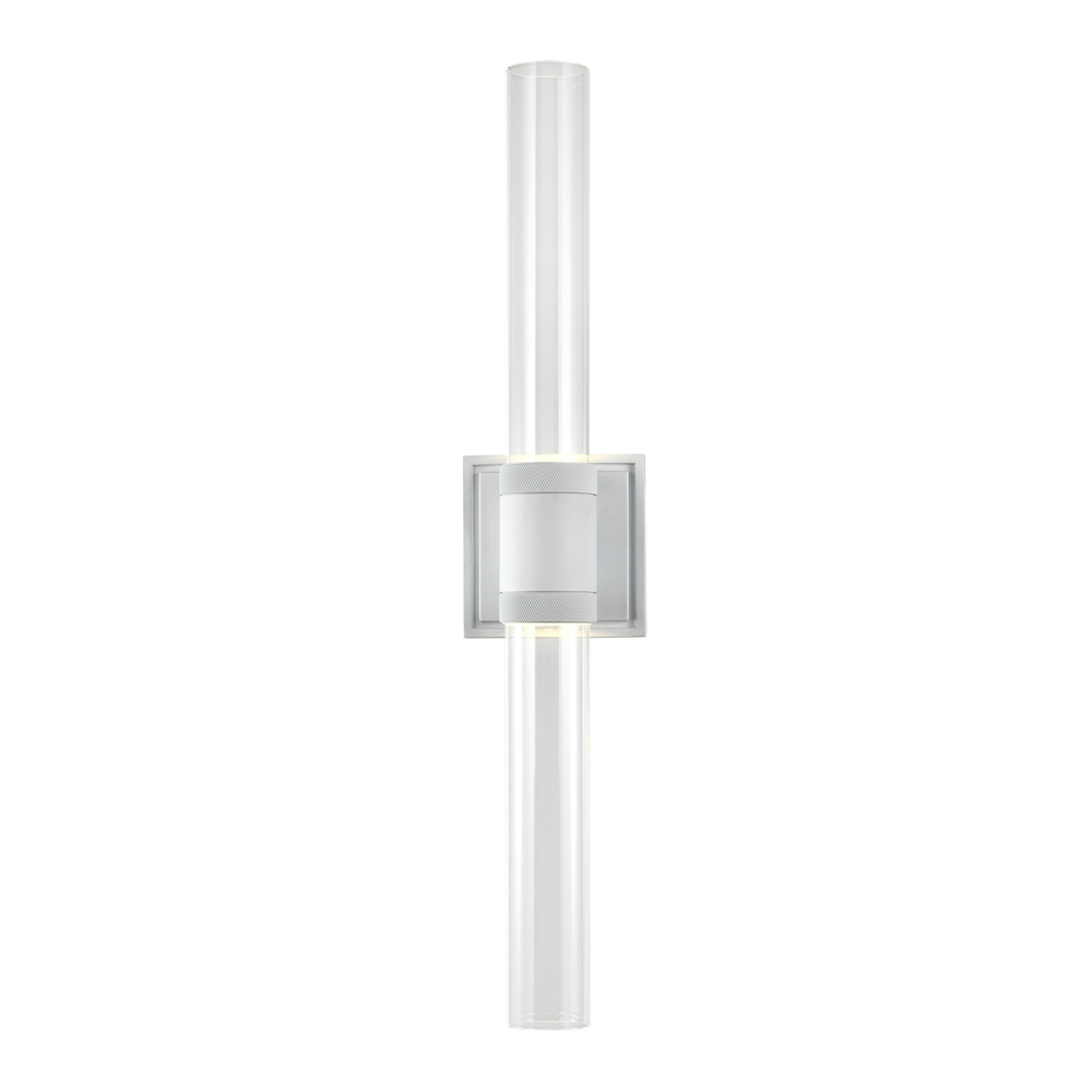 Zigrina 28" Clear Glass LED Duo Wall Sconce with Knurled Rings White