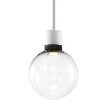 ZEEV Lighting P11702-LED-MW-K-SBB-G11 - Zigrina Globe Glass LED Pendant in White and Black Knurled Ring