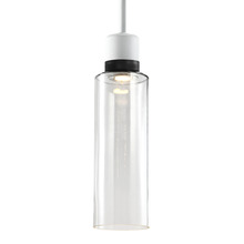 ZEEV Lighting P11702-LED-MW-K-SBB-G15 - Zigrina 18" Glass Drum LED Pendant in White and Black Knurled Ring
