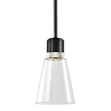 ZEEV Lighting P11704-LED-SBB-K-PN-G16 - Zigrina Glass Bell LED Pendant in Black and Nickel Knurled Ring