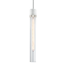 ZEEV Lighting P11706-E26-MW-K-PN-G2 - Zigrina 18" Clear Glass E26 Pendant in White with Knurled Ring in Nickel