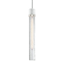 ZEEV Lighting P11706-E26-MW-K-PN-G6 - Zigrina 18" Crackled Glass E26 Pendant in White with Knurled Ring in Nickel