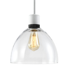 ZEEV Lighting P11706-E26-MW-K-SBB-G12 - Zigrina Glass Dome E26 Pendant in White with Knurled Ring in Black