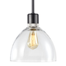 ZEEV Lighting P11708-E26-SBB-K-PN-G12 - Zigrina Glass Dome E26 Pendant in Black with Knurled Ring in Nickel
