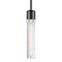 ZEEV Lighting P11708-E26-SBB-K-PN-G5 - Zigrina 12" Crackled Glass E26 Pendant in Black with Knurled Ring in Nickel