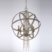 ZEEV Lighting P30012-6-SL-B - Cascade 22" 6-Light, Orbital Crystal Chandelier in Burnished Silver