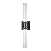 ZEEV Lighting WS11716-LED-2-SBB-G5 - Zigrina 28" Crackled Glass LED Duo Wall Sconce with Knurled Rings Black