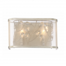 ZEEV Lighting WS70026-2-BNS - Vine 6" 2-Light, Organza Shade Crystal Wall Sconce in Silver