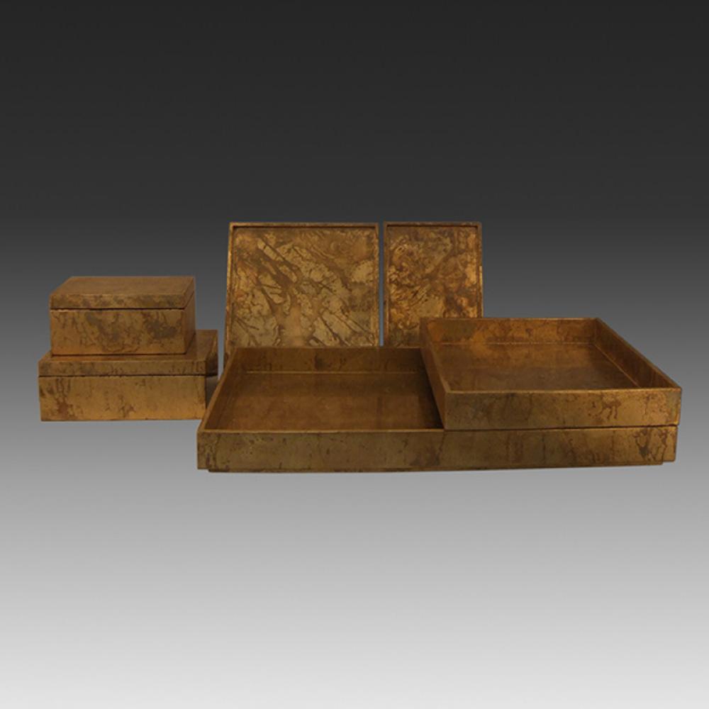 Luxe Gold Leaf Rectangle Tray-Lg