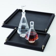 Global Views 9.91382 - Wrapped Handle Tray-Black Leather-Lg
