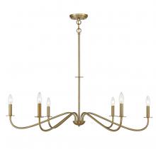 Lighting One US V6-L1-2220-6-322 - Jasmine 6 -Light Chandelier in Warm Brass